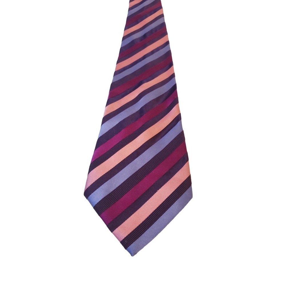 Geoffrey Beene Designer Silk Necktie Purple‎ Pink Striped Executive Office Work